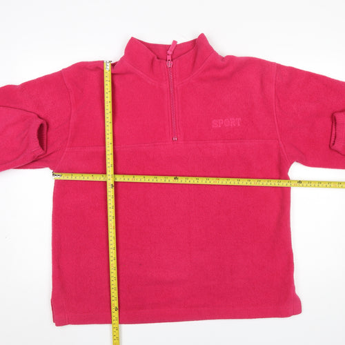 St. Bernard Womens Pink Fleece 1/4 Zip Pullover Sweatshirt Size 14-16
