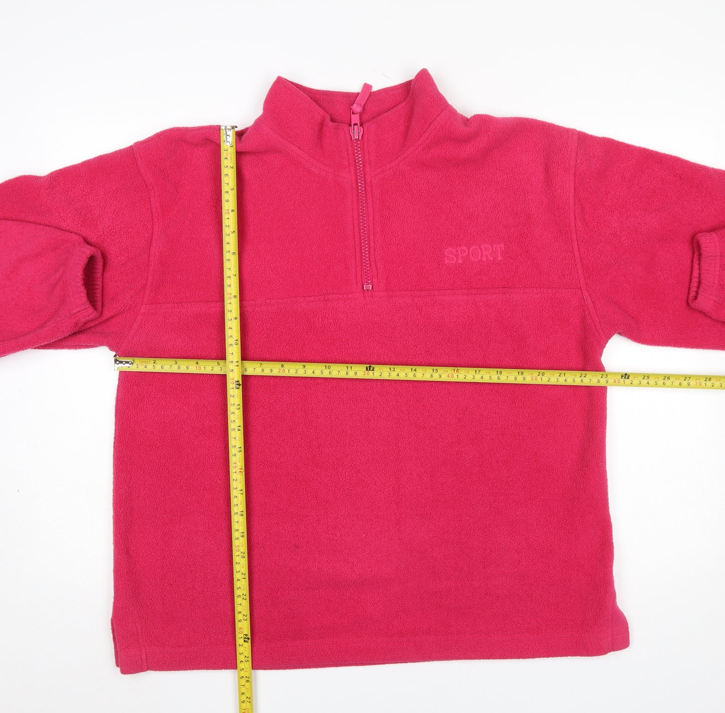 St. Bernard Womens Pink Fleece 1/4 Zip Pullover Sweatshirt Size 14-16