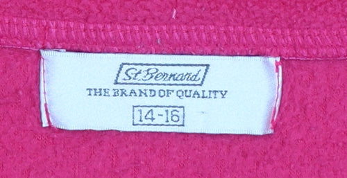 St. Bernard Womens Pink Fleece 1/4 Zip Pullover Sweatshirt Size 14-16