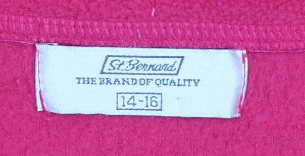St. Bernard Womens Pink Fleece 1/4 Zip Pullover Sweatshirt Size 14-16