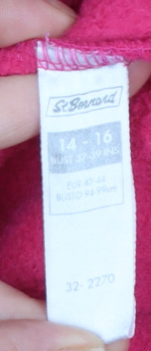 St. Bernard Womens Pink Fleece 1/4 Zip Pullover Sweatshirt Size 14-16