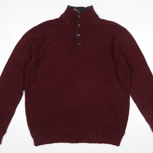 Austin Reed Men’s Red 2XL Cotton Button Henley Jumper