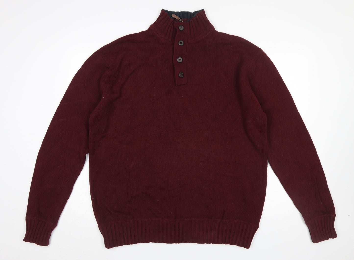 Austin Reed Men’s Red 2XL Cotton Button Henley Jumper