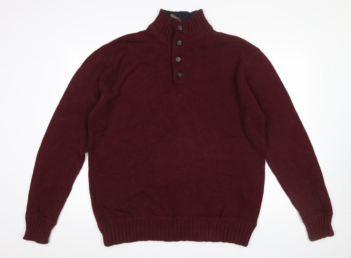 Austin Reed Men’s Red 2XL Cotton Button Henley Jumper