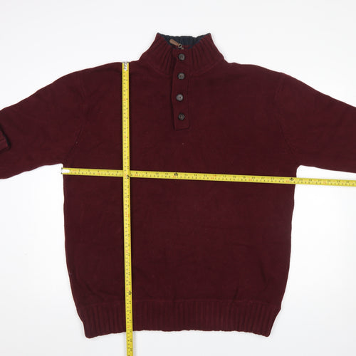Austin Reed Men’s Red 2XL Cotton Button Henley Jumper