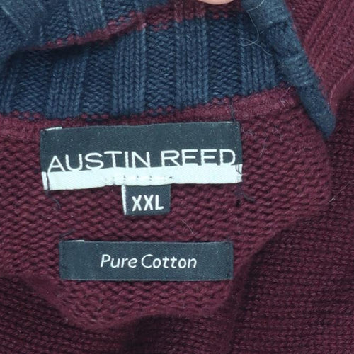 Austin Reed Men’s Red 2XL Cotton Button Henley Jumper