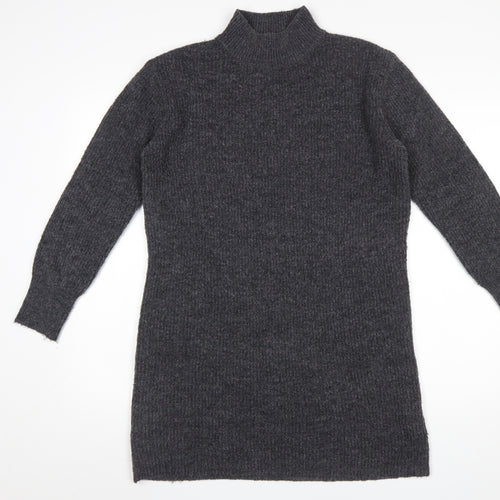 New Look Women's Grey Mock Neck Long Sleeve Tunic Jumper Size S