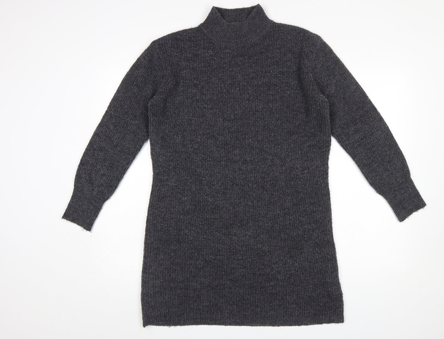 New Look Women's Grey Mock Neck Long Sleeve Tunic Jumper Size S