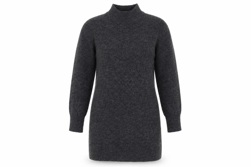 New Look Women's Grey Mock Neck Long Sleeve Tunic Jumper Size S