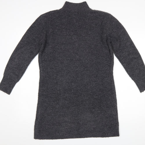 New Look Women's Grey Mock Neck Long Sleeve Tunic Jumper Size S
