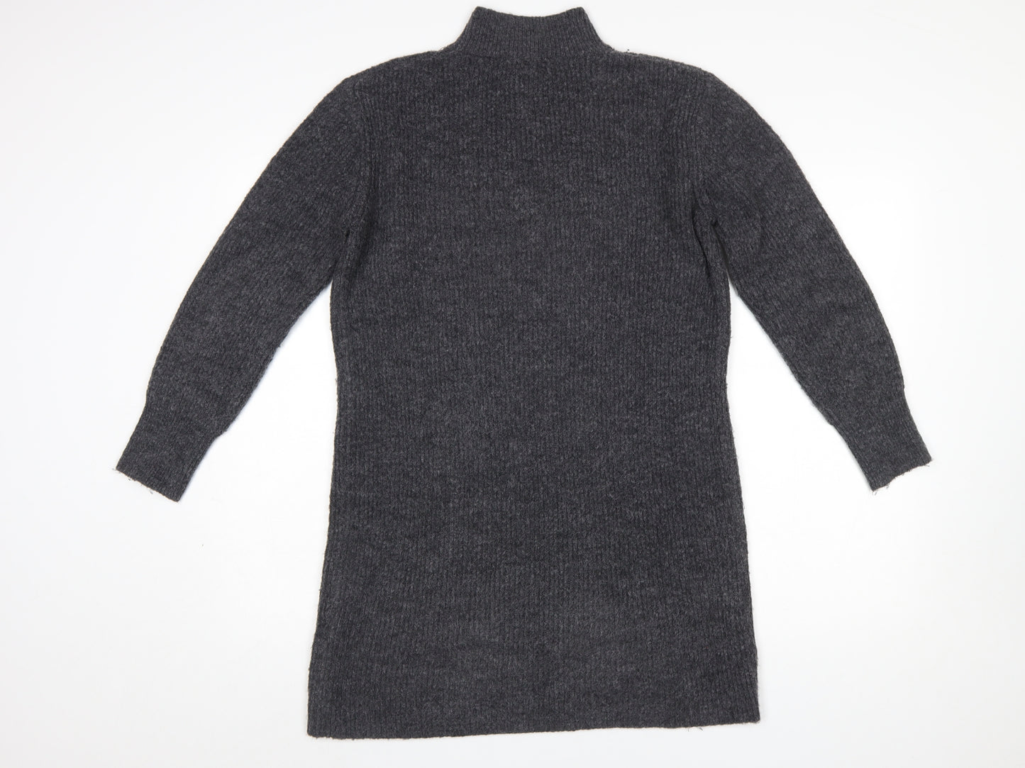 New Look Women's Grey Mock Neck Long Sleeve Tunic Jumper Size S