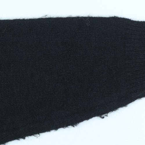 Pieces Women’s Black XL Crew Neck Knit Jumper with White Stitch Detail