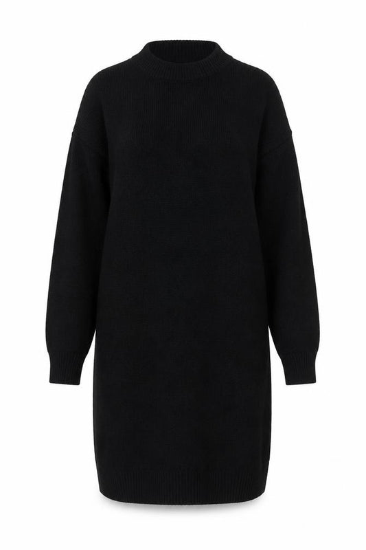 Front view of Tavin women’s black acrylic knit jumper dress uk 8-10