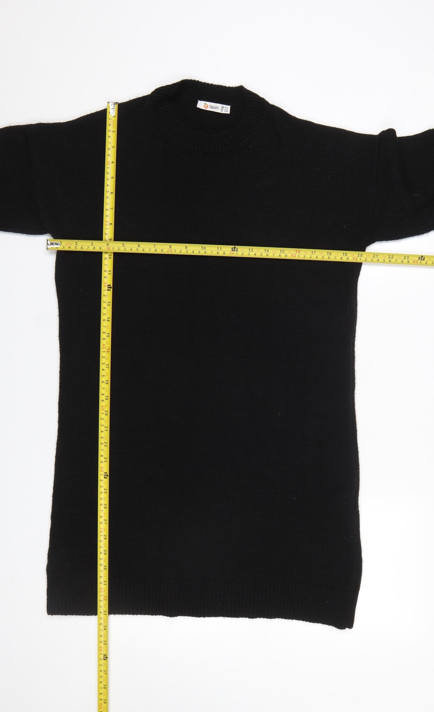 Tavin Womens Black Acrylic Knit Jumper Dress UK 8-10
