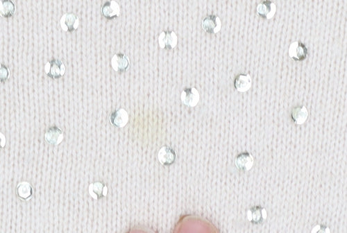 Phase Eight Women’s Beige Beaded Angora Blend 3/4 Sleeve Jumper Size 14