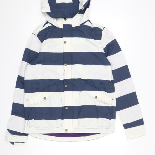 Johnnie b Boys Blue Striped Hooded Parka Jacket 16 Years