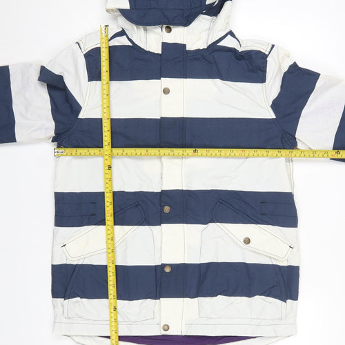 Johnnie b Boys Blue Striped Hooded Parka Jacket 16 Years