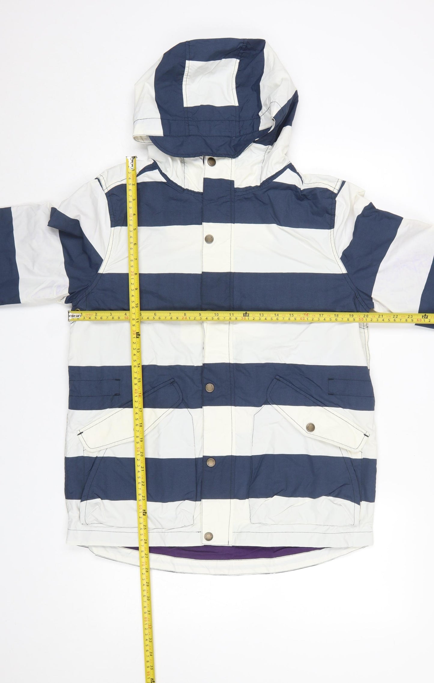 Johnnie b Boys Blue Striped Hooded Parka Jacket 16 Years