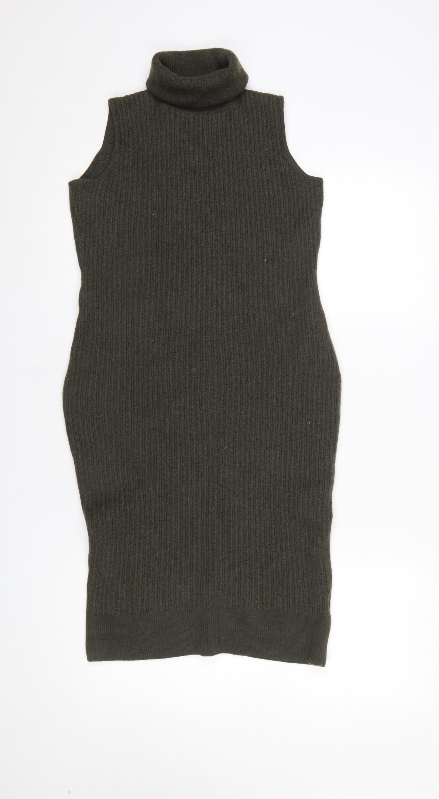 Paraphrase Women Green Wool Sleeveless Roll Neck Bodycon Dress Size 10