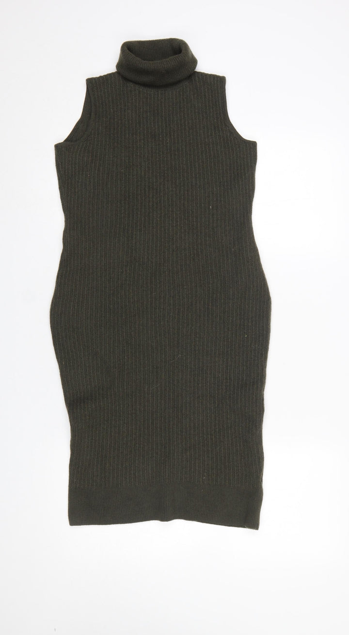 Paraphrase Women Green Wool Sleeveless Roll Neck Bodycon Dress Size 10