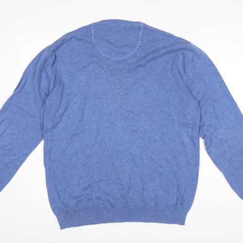 Aspen & Court Men's Blue Cotton V-Neck Jumper Size L