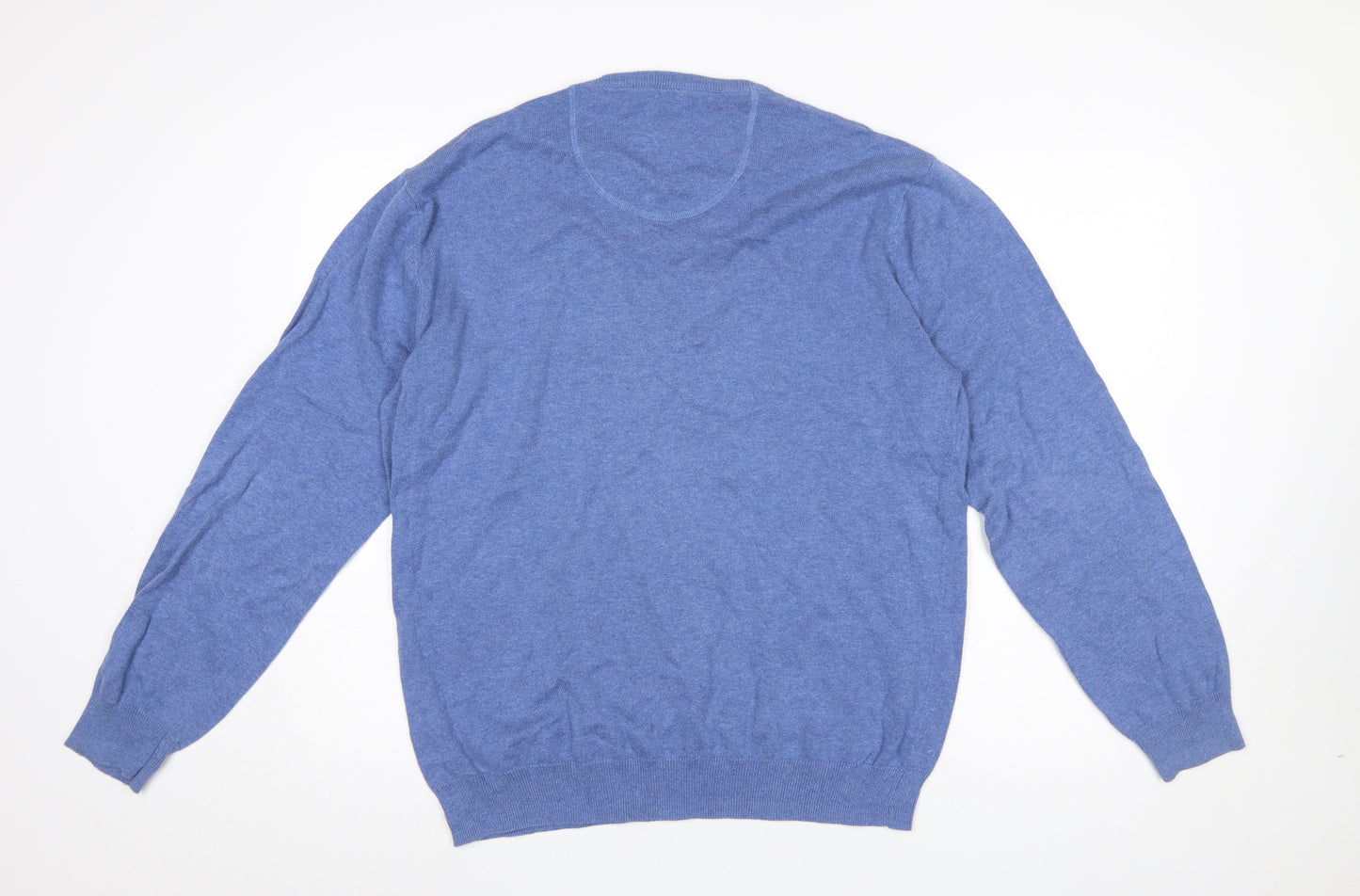 Aspen & Court Men's Blue Cotton V-Neck Jumper Size L