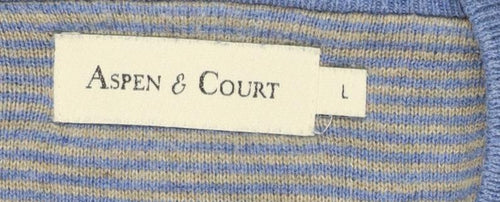 Aspen & Court Men's Blue Cotton V-Neck Jumper Size L