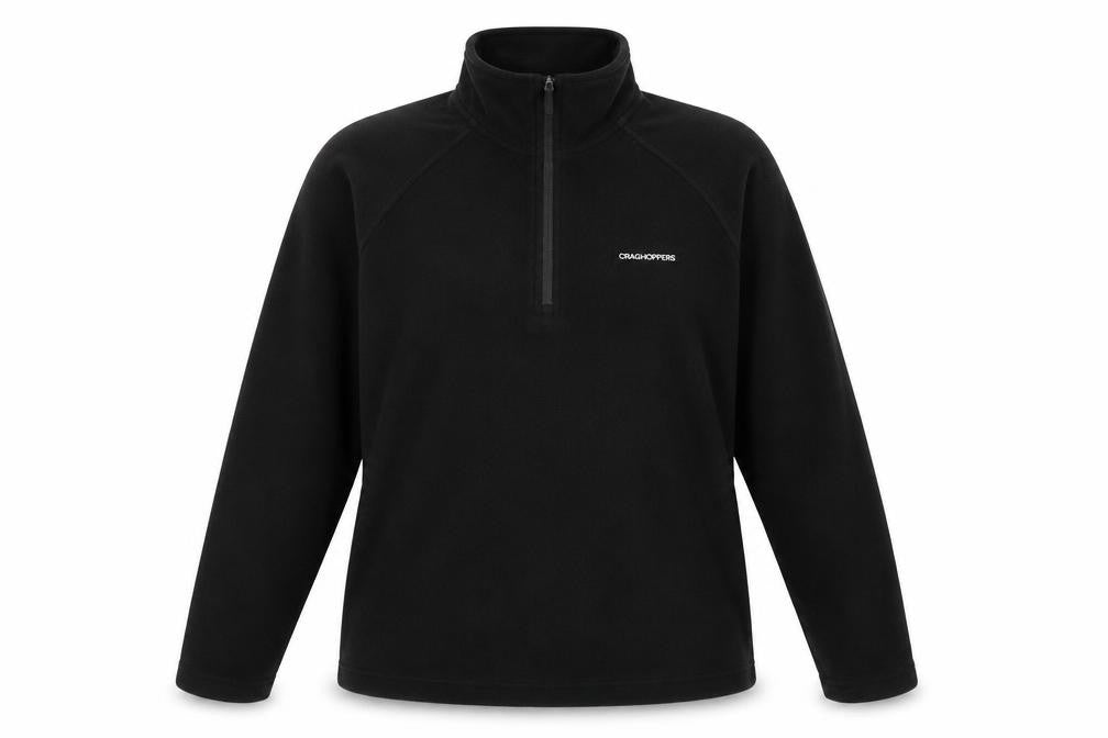 Front view of Craghoppers women’s black fleece 1/2 zip pullover sweatshirt uk 12