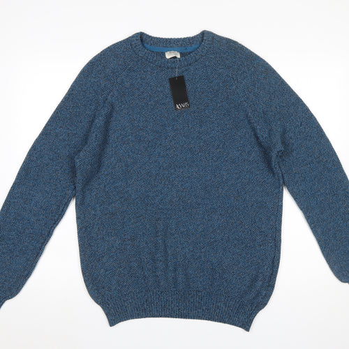 ACW85 Men’s Blue Cotton Knit Crew Neck Pullover Jumper Size L