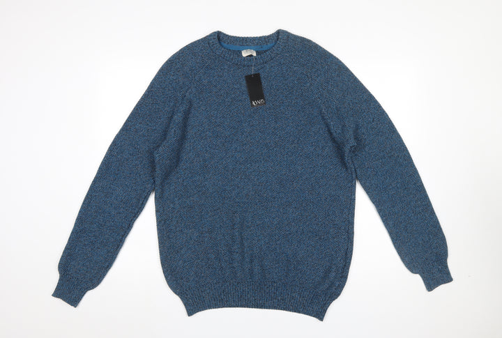 ACW85 Men’s Blue Cotton Knit Crew Neck Pullover Jumper Size L