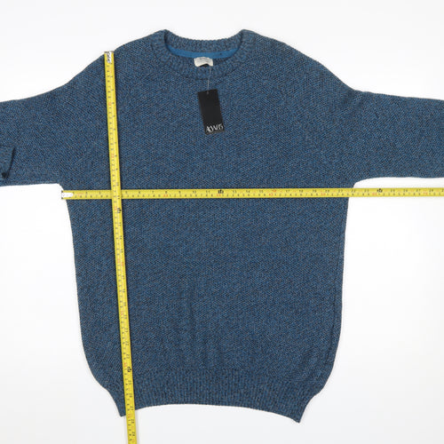 ACW85 Men’s Blue Cotton Knit Crew Neck Pullover Jumper Size L