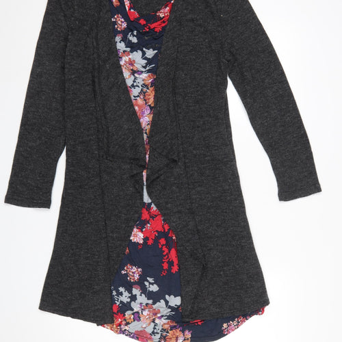 Lakeland Women Dark Grey Longline Open Cardigan L Soft Knit