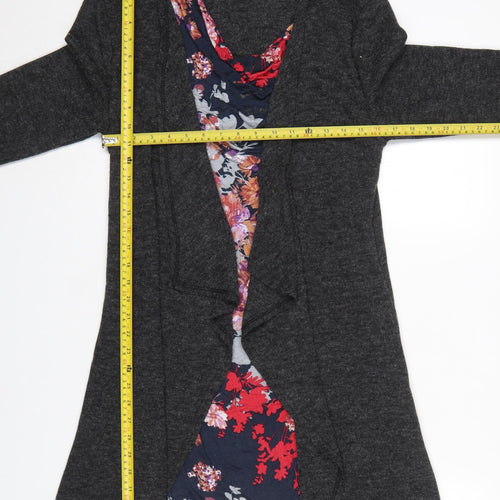 Lakeland Women Dark Grey Longline Open Cardigan L Soft Knit