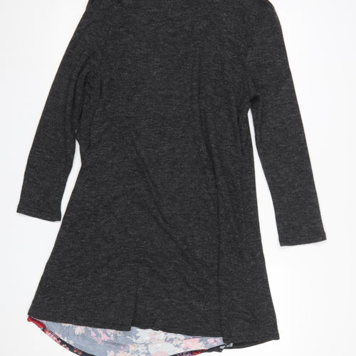 Lakeland Women Dark Grey Longline Open Cardigan L Soft Knit