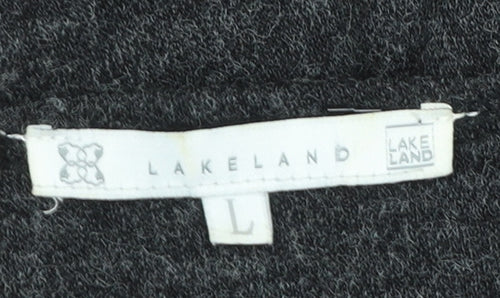 Lakeland Women Dark Grey Longline Open Cardigan L Soft Knit