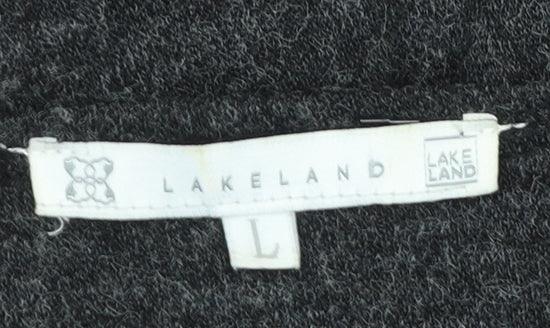 Lakeland Women Dark Grey Longline Open Cardigan L Soft Knit