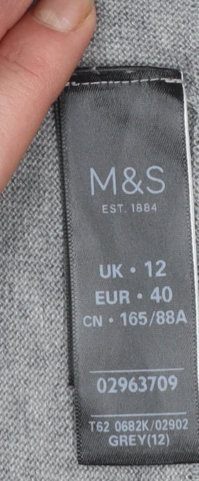 Marks and Spencer Womens Grey Long Sleeve Open Cardigan Size 12