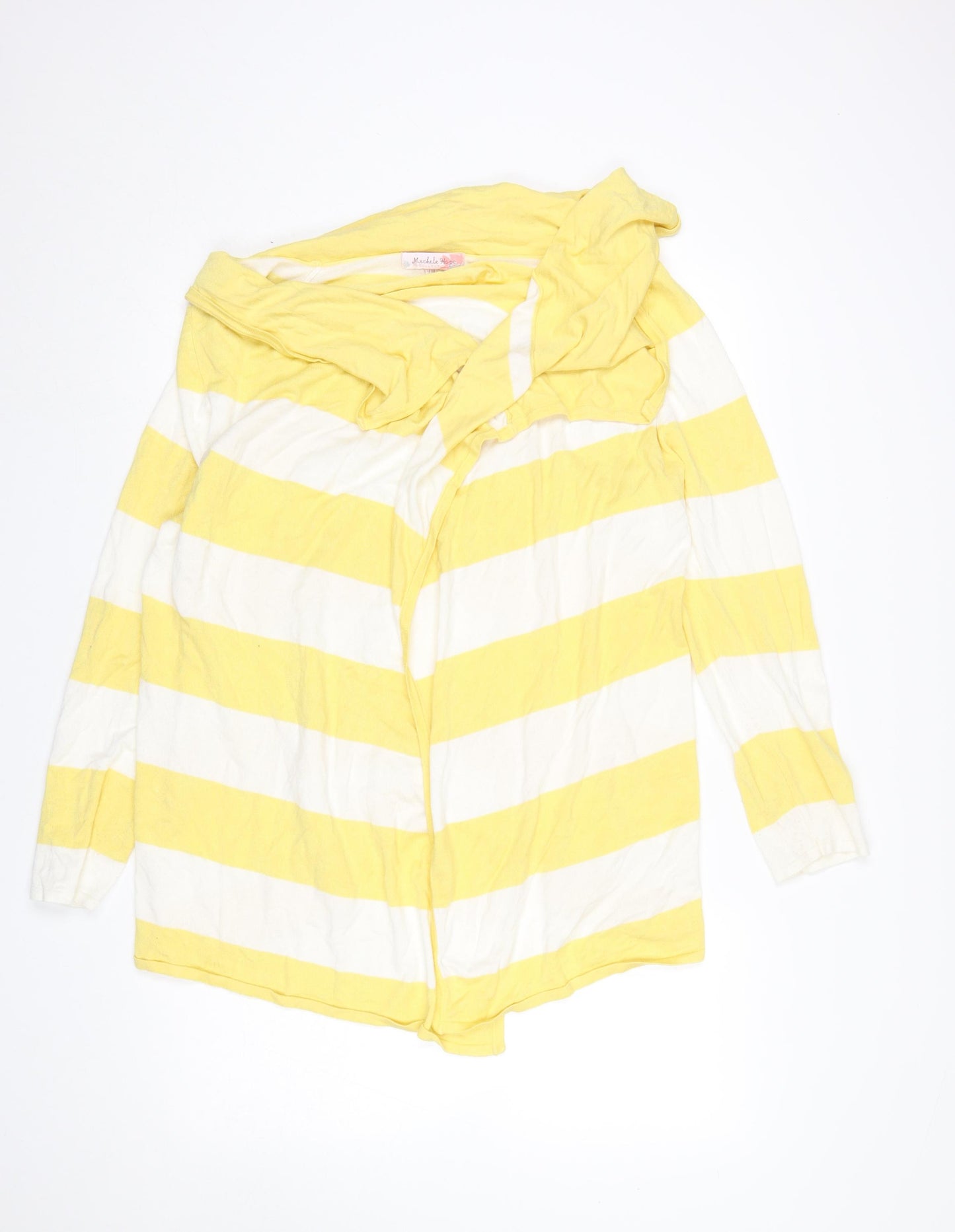 Michele Hope Women’s Yellow White Striped Cardigan Size 14