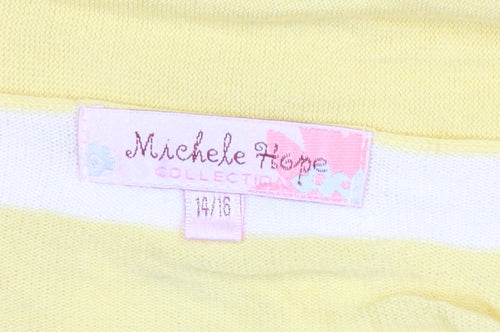 Michele Hope Women’s Yellow White Striped Cardigan Size 14