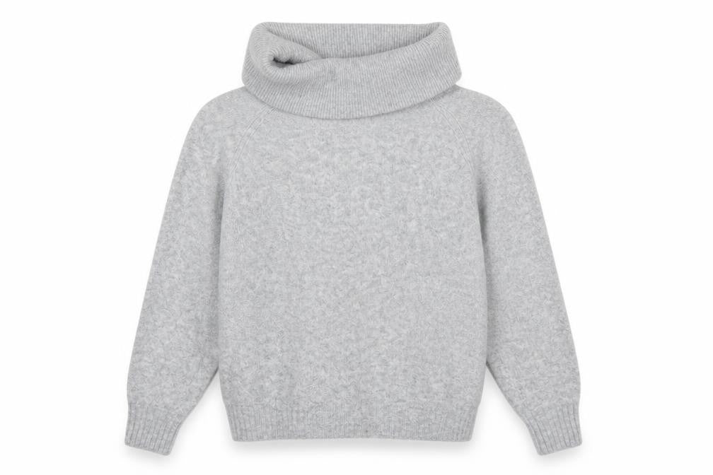 Front view of H&M Women's Grey Cowl Neck Wool Blend Jumper, size S