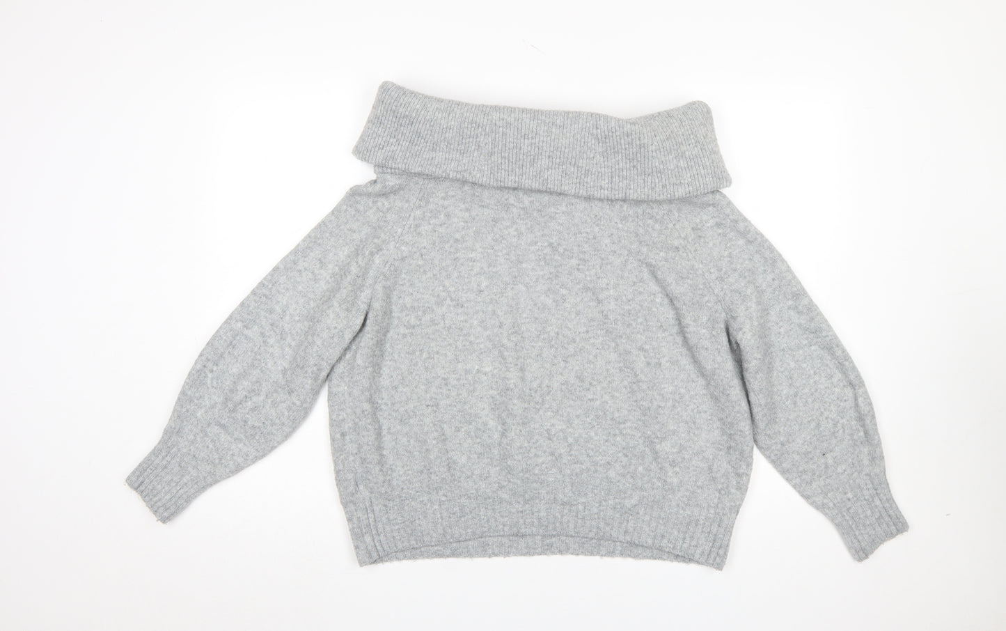 H&M Women's Grey Cowl Neck Wool Blend Jumper Size S
