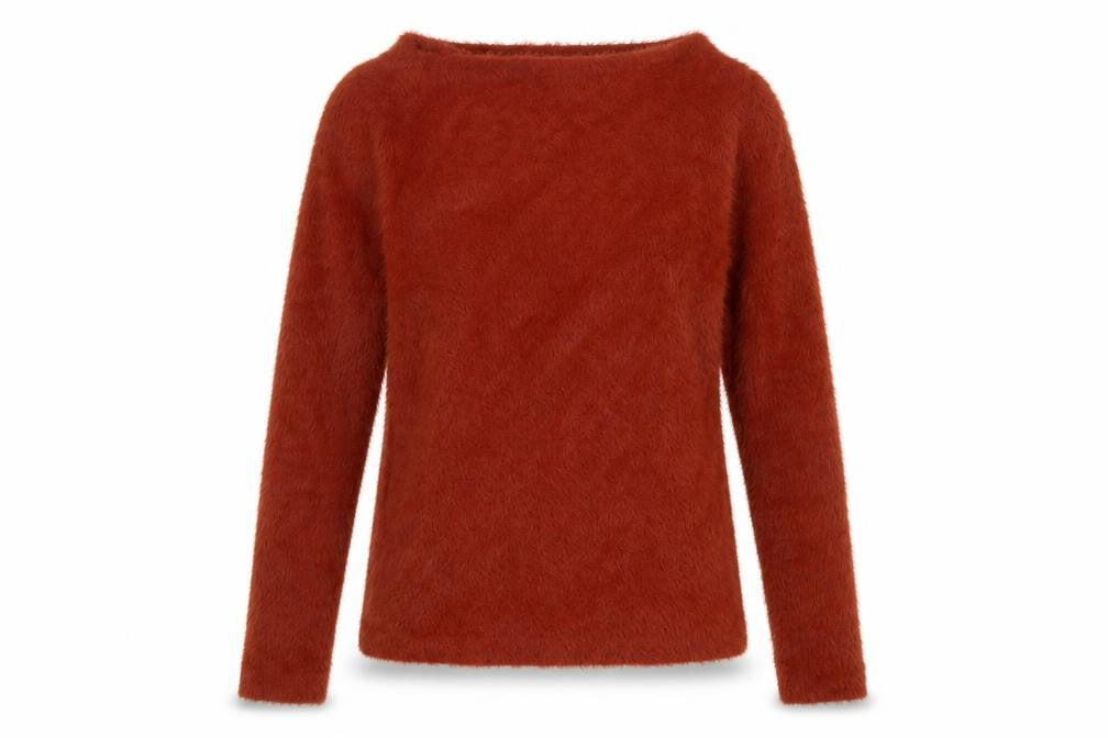 Front view of Mango Women Brown Fluffy Knit jumper, size 12