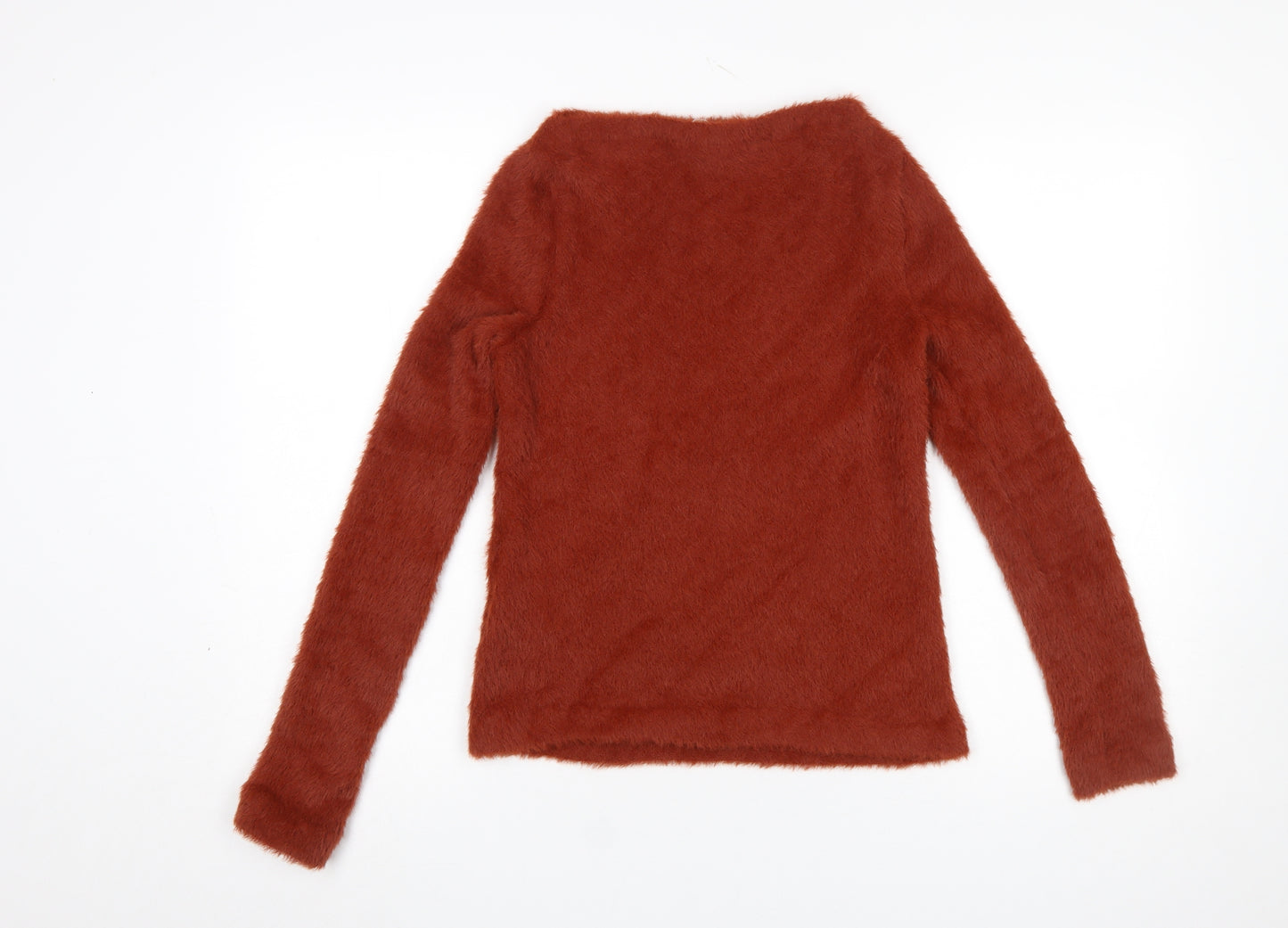 MNG Women Brown Fluffy Knit Pullover Jumper Size 12