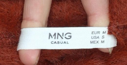 MNG Women Brown Fluffy Knit Pullover Jumper Size 12