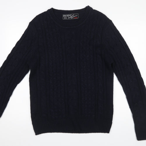 Urban Revival Men’s Black Cable Knit Crew Neck Jumper Size L