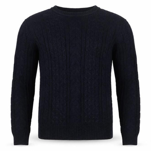Urban Revival Men’s Black Cable Knit Crew Neck Jumper Size L