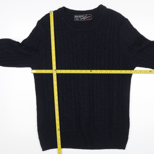 Urban Revival Men’s Black Cable Knit Crew Neck Jumper Size L