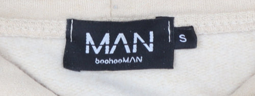 boohooMAN Men's Beige Tiger Graphic Pullover Hoodie Size S