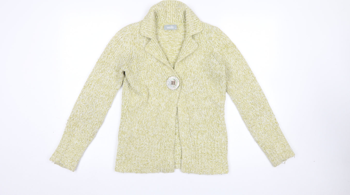 Wallis Women Beige Chunky-Knit Collared Cardigan Size 8