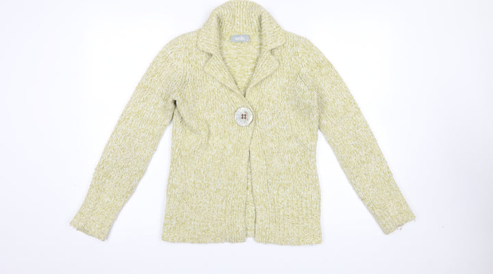 Wallis Women Beige Chunky-Knit Collared Cardigan Size 8